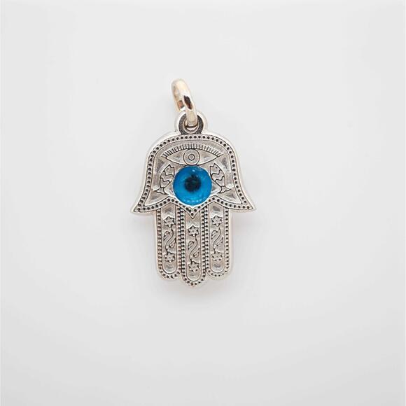 14k White Gold Hamsa Eye Pendant Estate Sale Jewelry 6.50g Gold Vintage Style